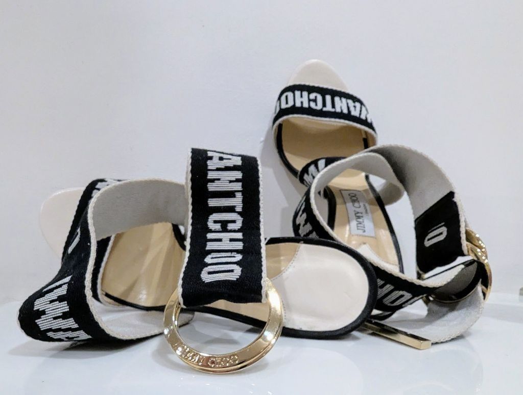 Jimmy Choo Jimmy Choo Sandals Size 8.5 Black and White Size US 8.5 / IT 38.5 - 8 Thumbnail