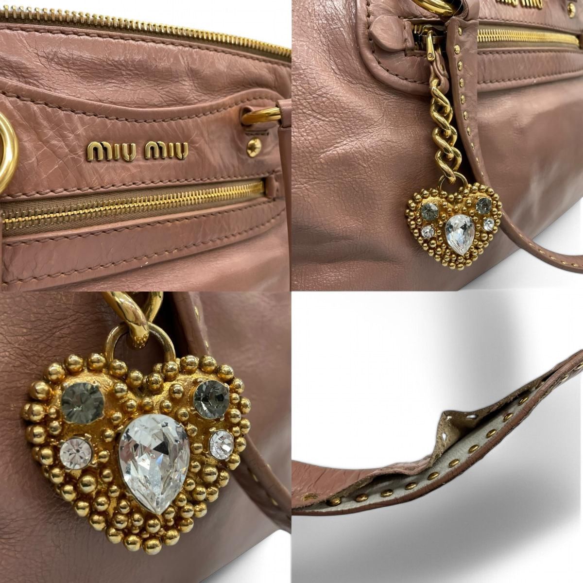 Miu Miu Miu Miu - Crystal Pink Handbag Shoulder Bag Charm Heart Size ONE SIZE - 3 Thumbnail