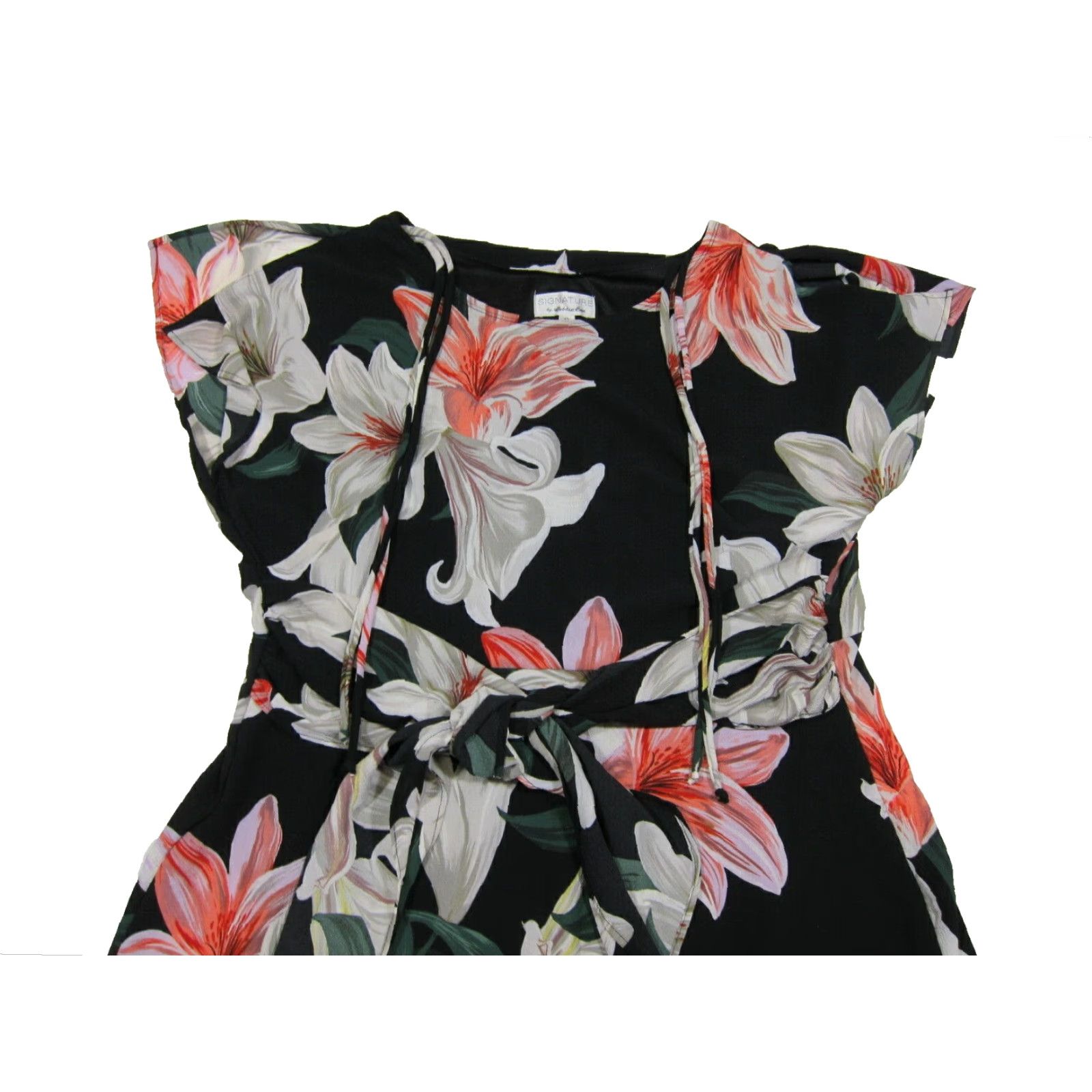 Vintage NWT Robbie Bee Signature Black Pink White Floral Drop Waist Sun Dress Women 12 Size XL / US 12-14 / IT 48-50 - 5 Thumbnail