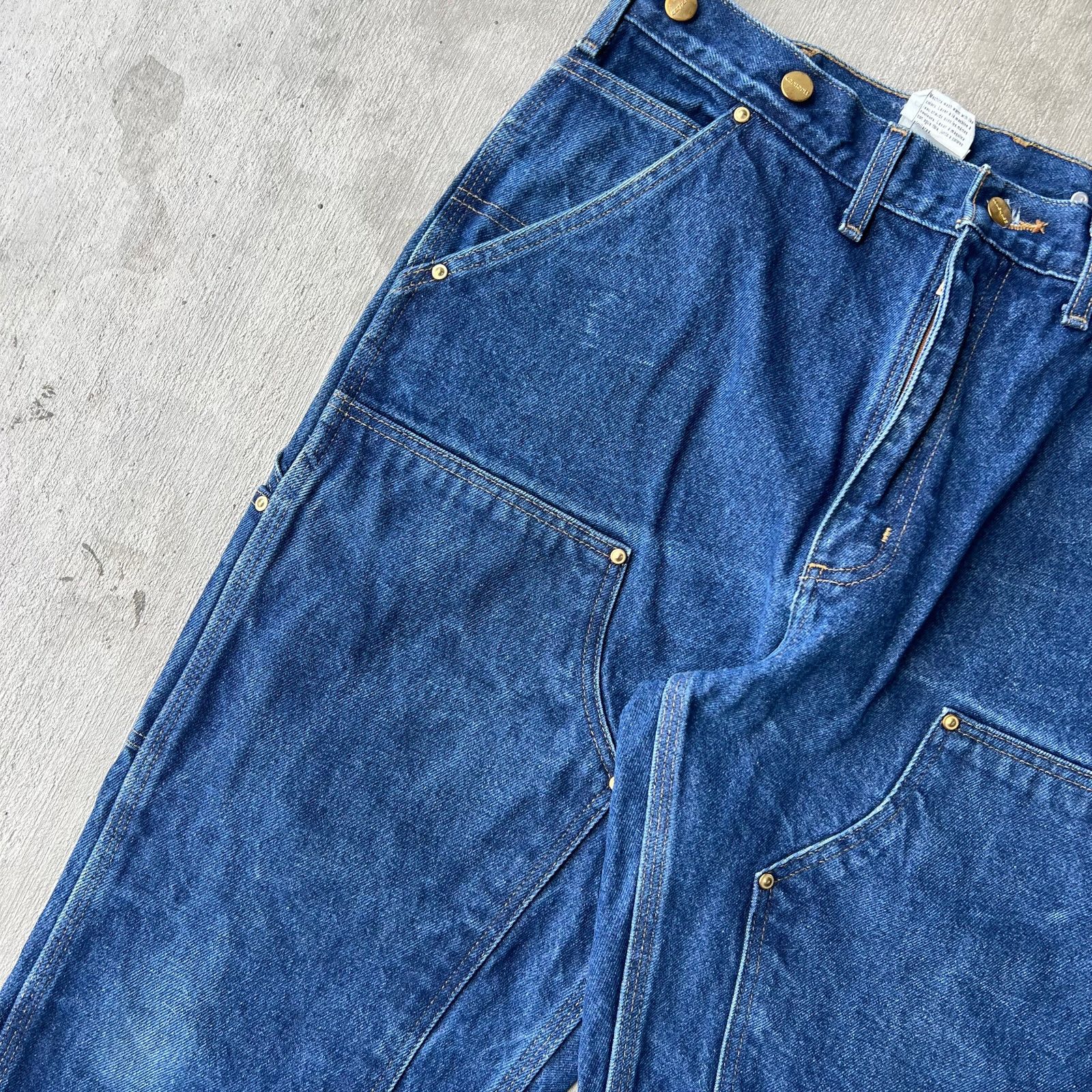 Carhartt × Vintage Carhartt B07 DNM denim blue jeans double knee work pants Size US 33 - 4 Thumbnail