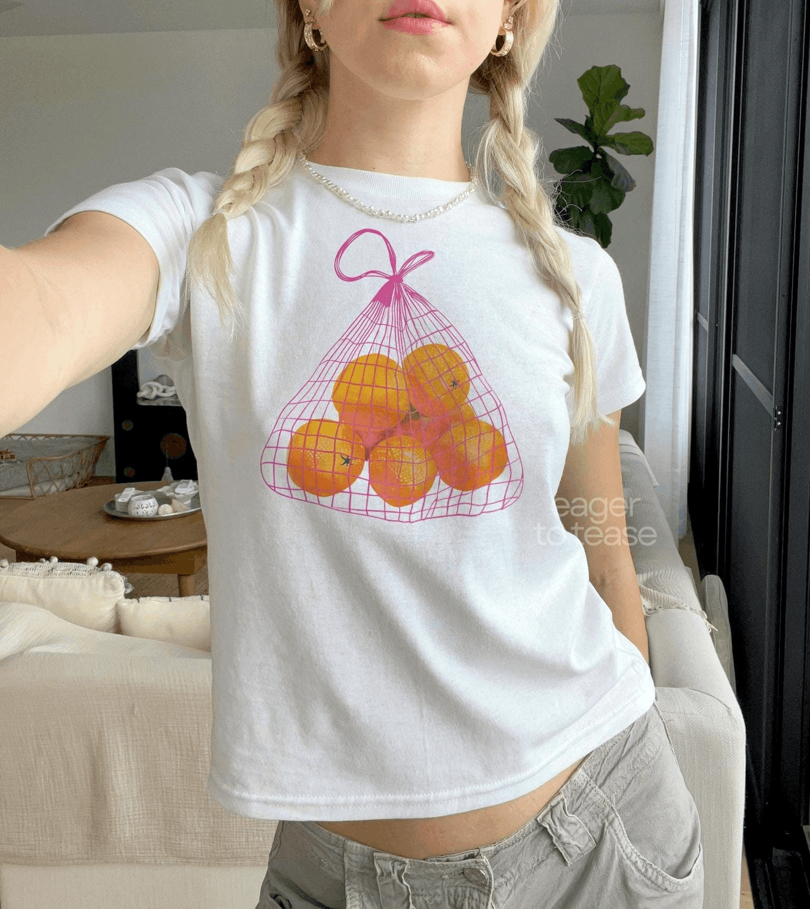 Other Oranges Baby Tee – Modern Y2K Fruit Graphic Top Size XS / US 0-2 / IT 36-38 - 4 Thumbnail