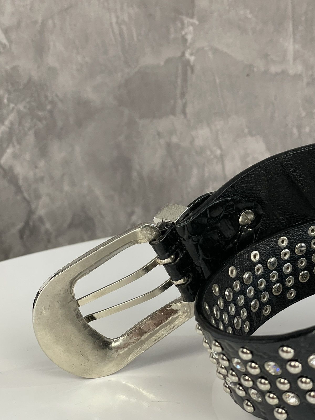 Seditionaries × Vintage Vintage Avant Garde Faux Leather Rhinestones Belt Size ONE SIZE - 5 Thumbnail