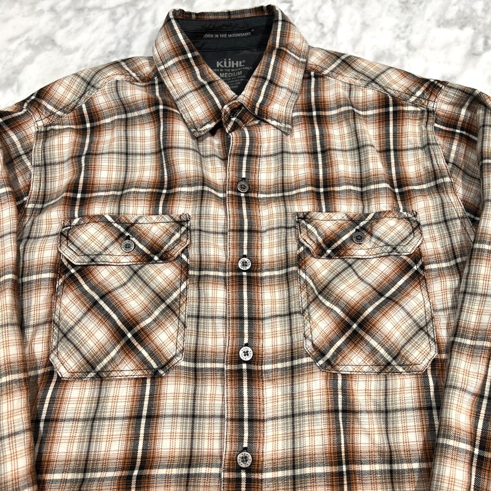 Vintage Kuhl Shirt Mens M Plaid Cotton Tencel Flannel Outdoor Browns Black Button-Up Casual Lightweight Pockets Size US M / EU 48-50 / 2 - 2 Thumbnail