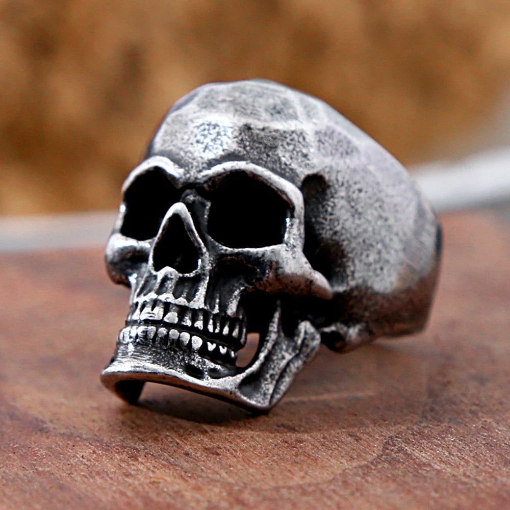 Vintage Hip Hop Steel Skull Ring Size ONE SIZE - 5 Thumbnail