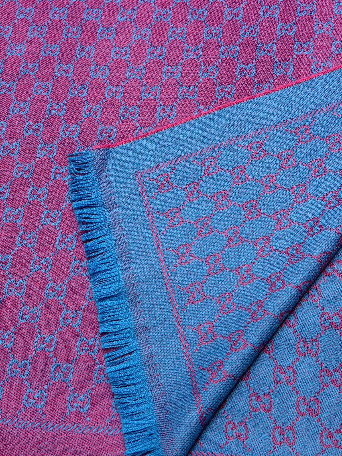 Gucci GUCCI GG Monogram Wool Scarf Purple Blue Demna Nettspend Size ONE SIZE - 12 Thumbnail