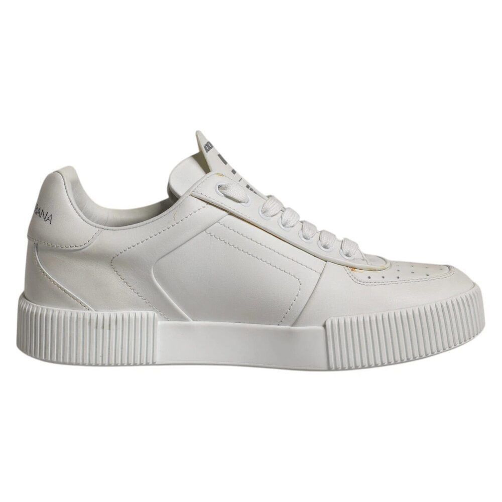 Dolce Gabbana White Miami Leather Low Top Sneakers Shoes - Main Image