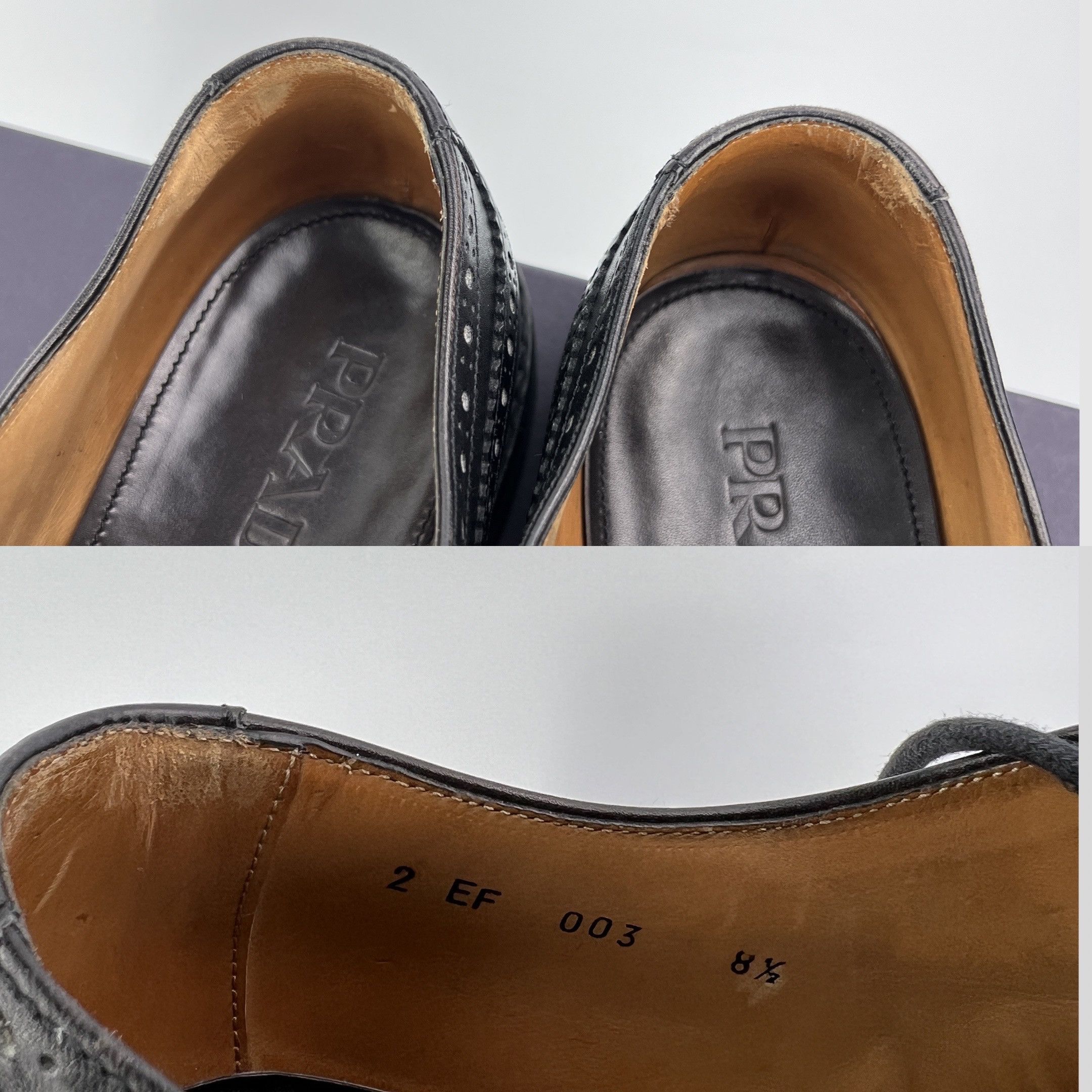 Prada Rare Prada Black Leather Shinny Brogue Classic Shoes Box Size US 9.5 / EU 42-43 - 4 Thumbnail