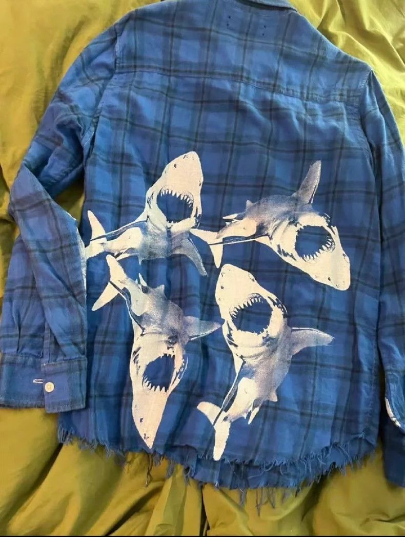Amiri AMIRI Blue Shark Shirt 2501-Nextarrow Size US M / EU 48-50 / 2 - 1 Thumbnail