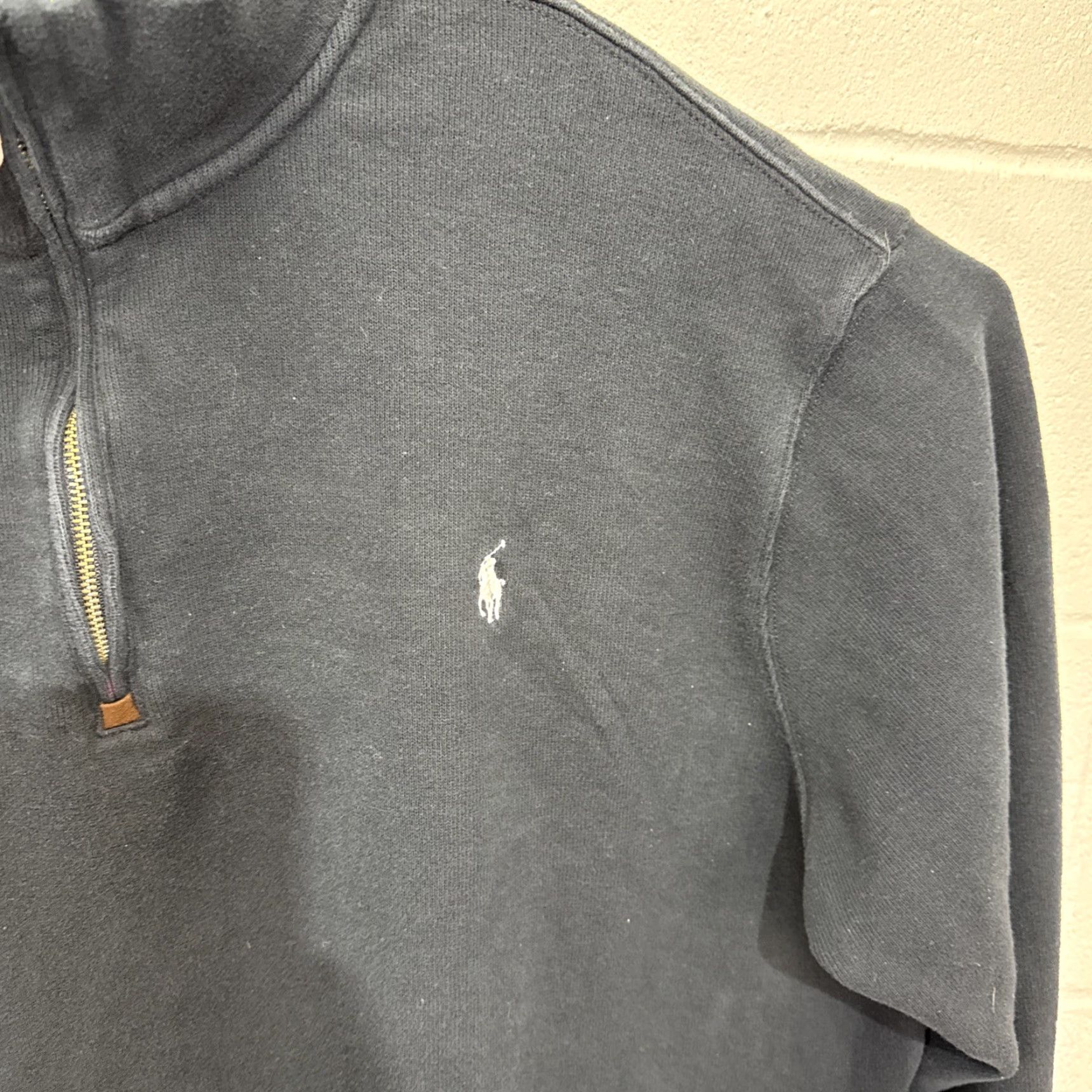 Ralph Lauren Polo Ralph Lauren Mens Black Long Sleeve 1/4 Zip Ribbed Pullover Sweater 2XB Big Size US XXL / EU 58 / 5 - 6 Thumbnail