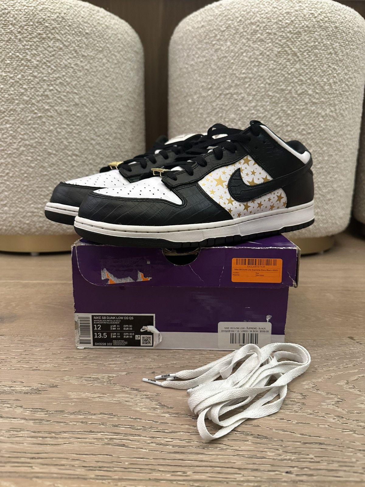 Nike SB Nike SB Dunk Low Supreme Stars Black Size US 12 / EU 45 - 1 Thumbnail