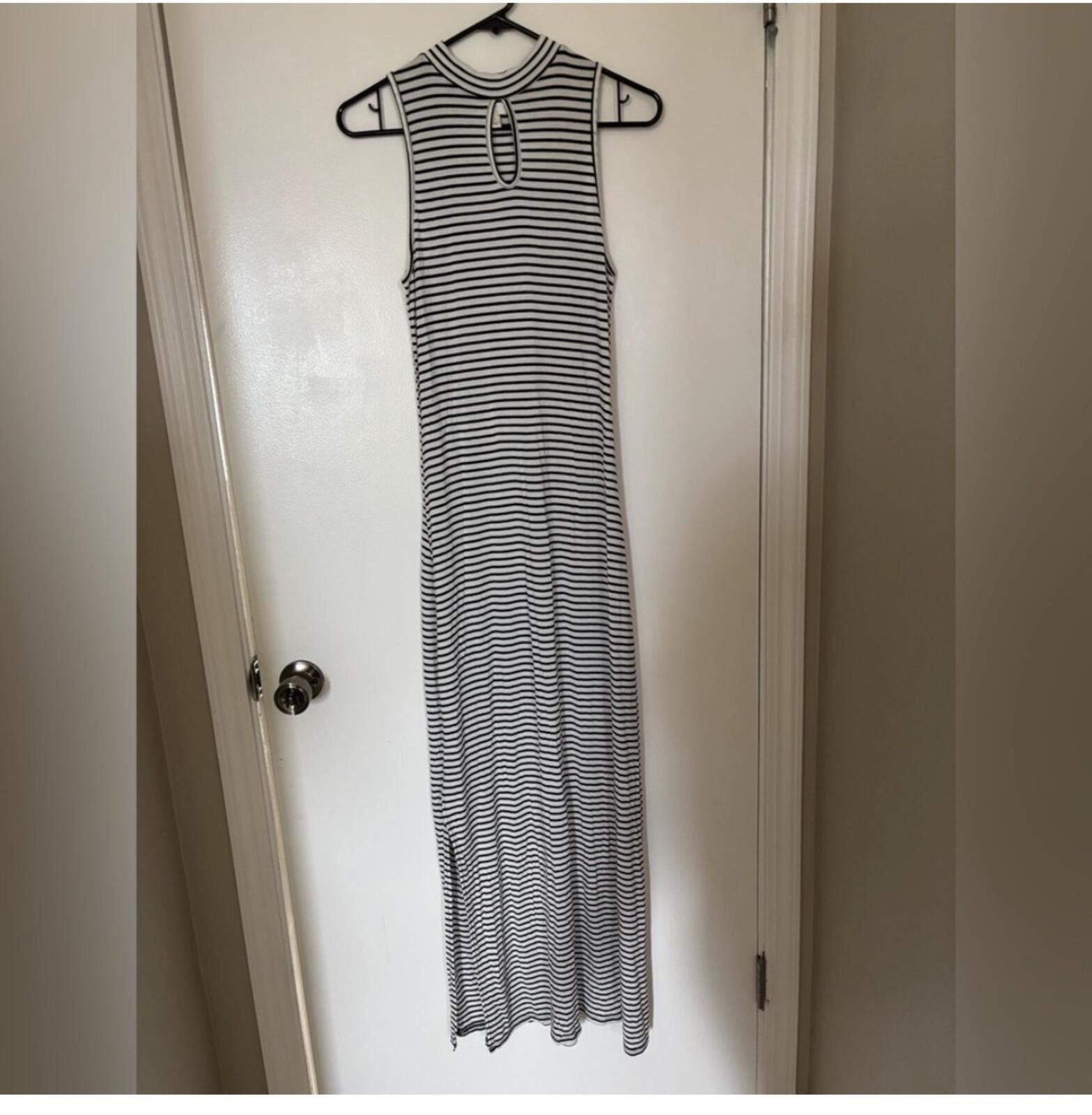 Other (LOVE, FIRE) Striped Black and White Sleeveless Maxi Dress Size L / US 10 / IT 46 - 1 Thumbnail