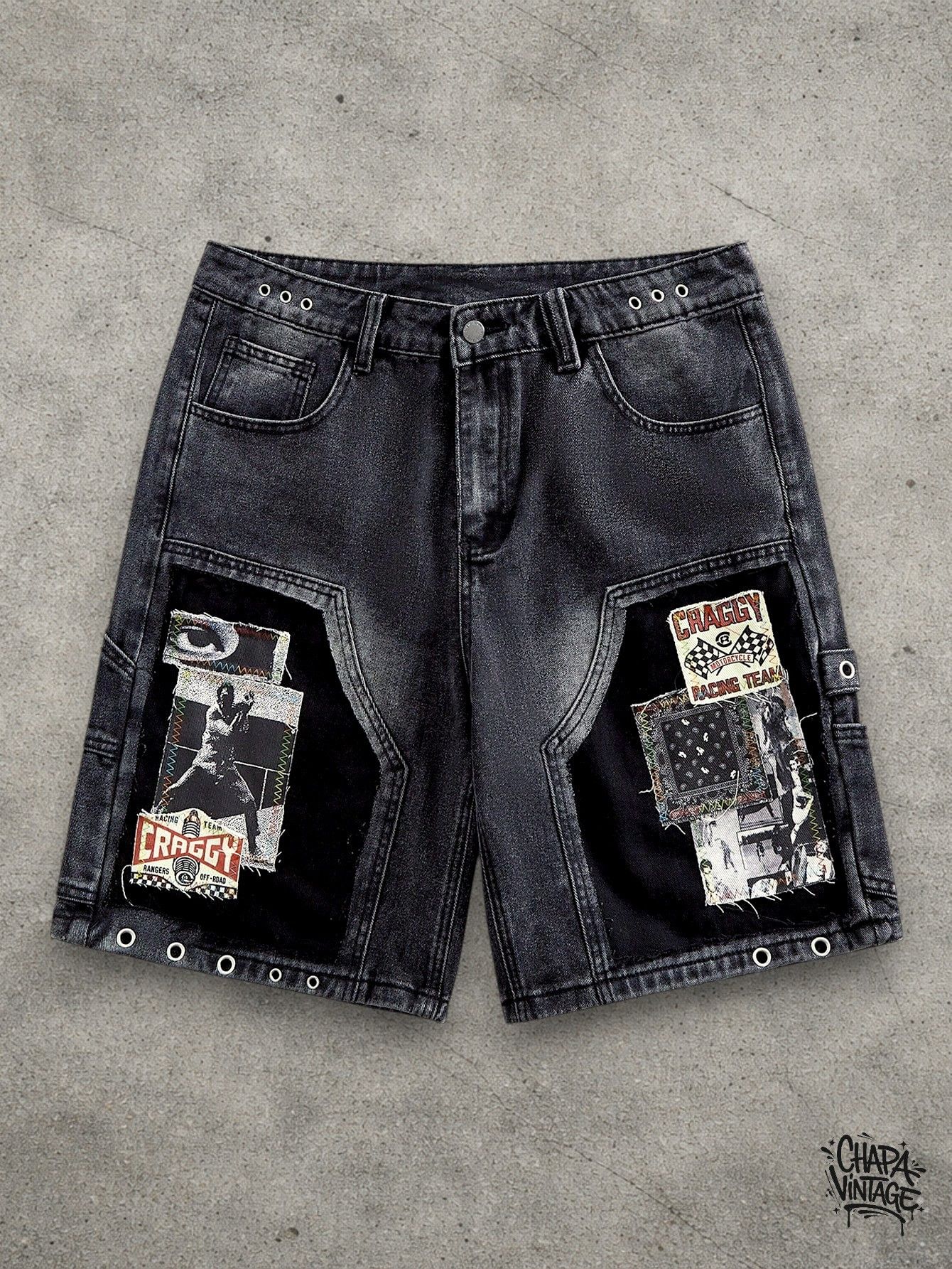 Japanese Brand Gray streetwear patch shorts Size US 32 / EU 48 - 1 Thumbnail