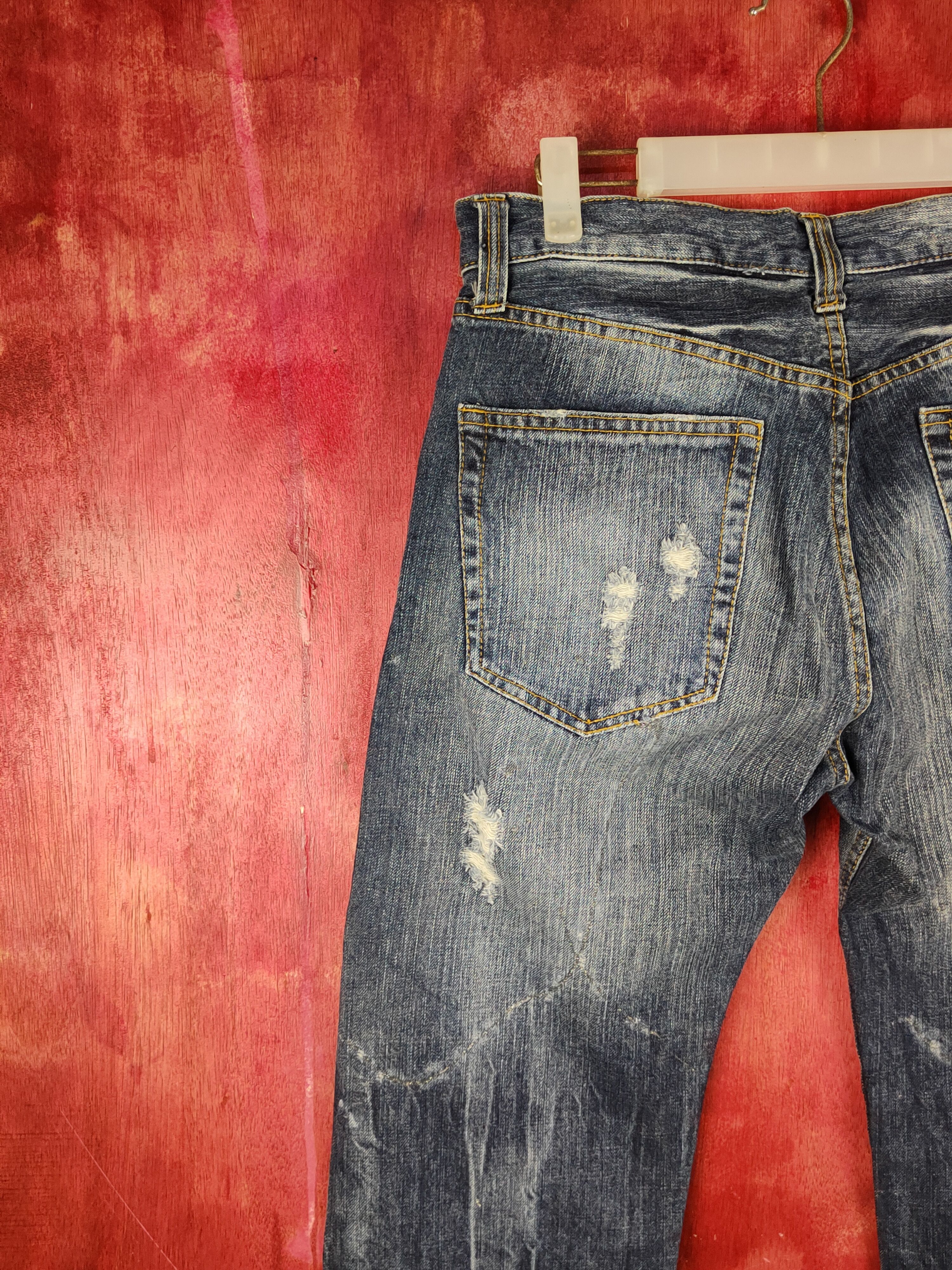 Japanese Brand Japan faded Distressed ripped jeans Denim #S1585 Size US 31 - 8 Thumbnail