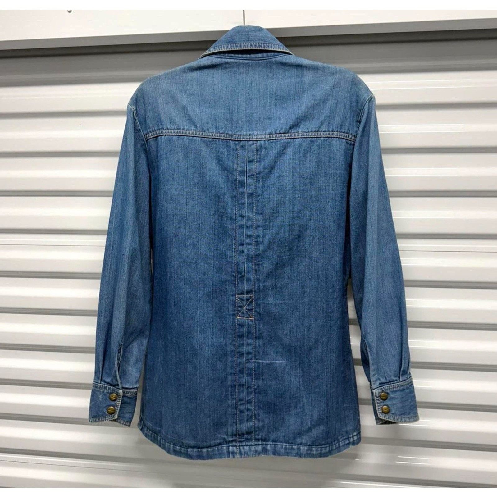 Vintage VTG Prime Time 70s Denim Snap Button Down Blue 42 US 10 Size US XS / EU 42 / 0 - 5 Thumbnail