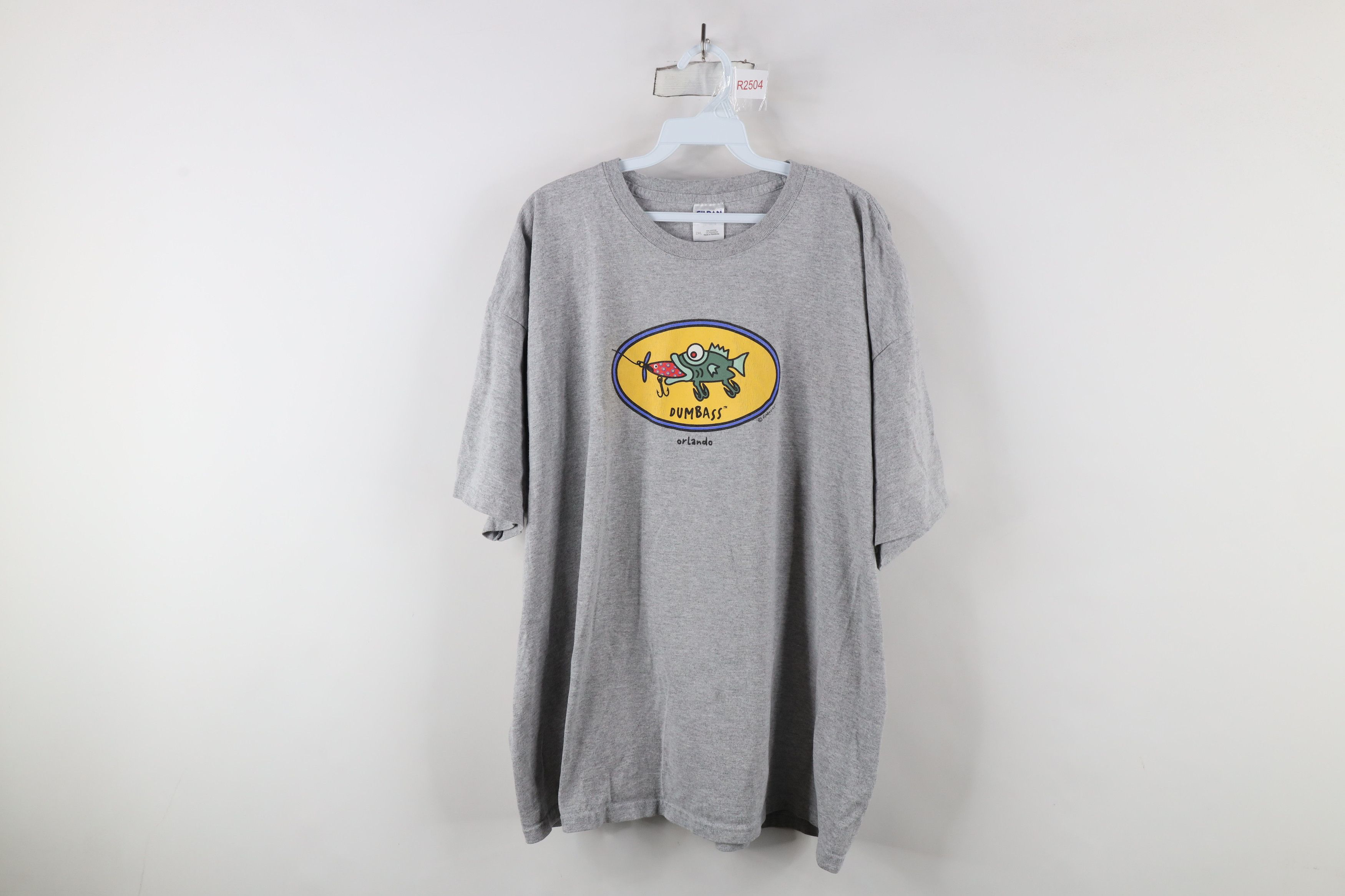 Vintage Vintage 90s Spell Out Dumbass Orlando Fishing T-Shirt Gray Size US XXL / EU 58 / 5 - 1 Thumbnail