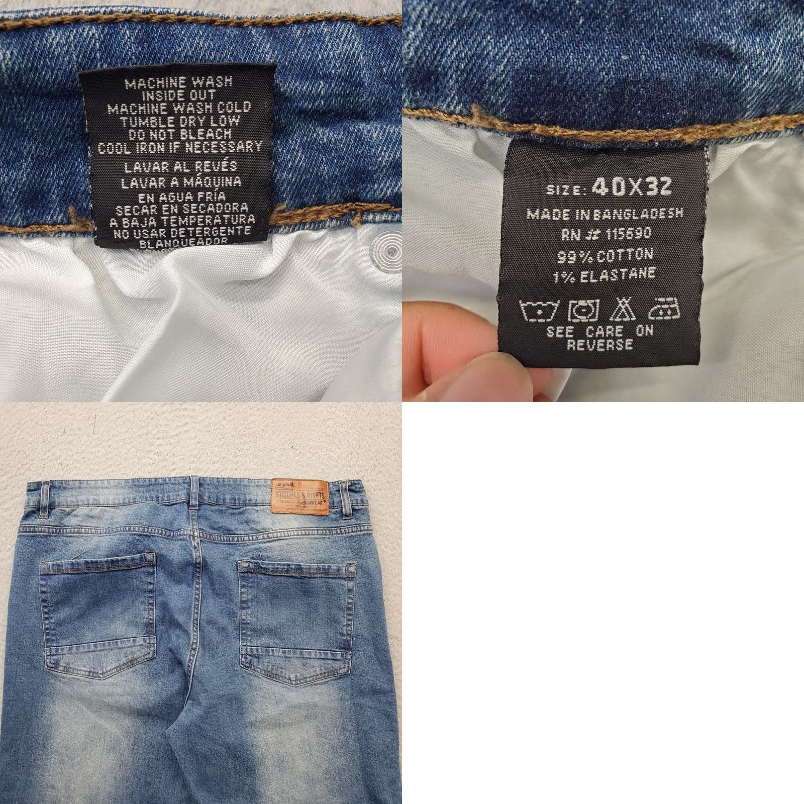 Vintage Stitches Jeans Mens 40x32 Blue Denim Slim Straight Leg 5-Pocket Wear Blue Calcium Shirt Size US 40 / EU 56 - 8 Thumbnail