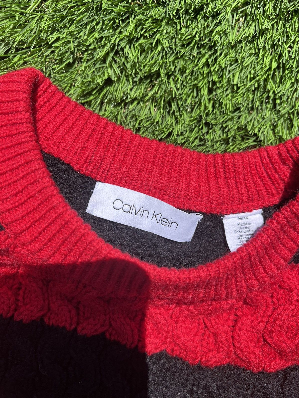 Calvin Klein Red and black striped sweater Size US M / EU 48-50 / 2 - 4 Thumbnail