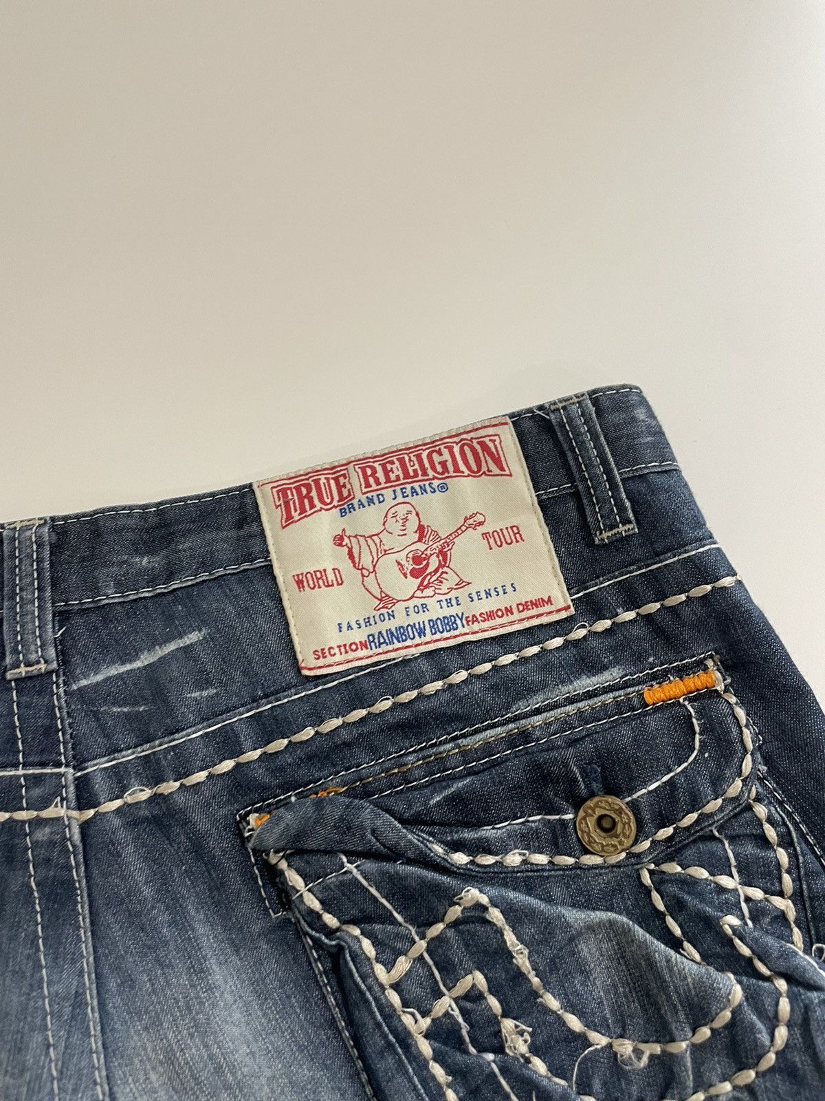 Japanese Brand Vintage True Religion Cargo Shorts Denim Jeans Blue Size US 33 - 9 Thumbnail
