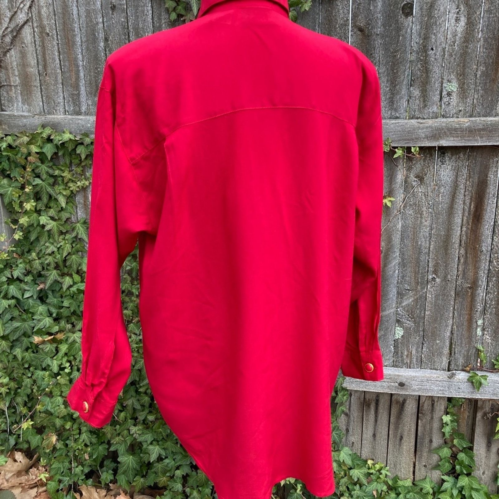 Vintage VTG Scarlet Red Blouse New Wave PRH Basics Valentines M Size M / US 6-8 / IT 42-44 - 7 Thumbnail