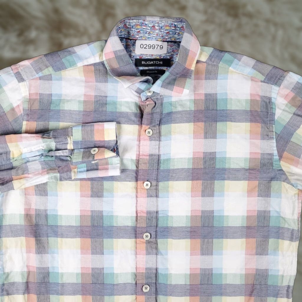 BUGATCHI Bugatchi Uomo Shirt Mens Small Blue Plaid Button-Up Long Sleeve Regular Fit Casual Dress Shirt Adult Small Blue Plaid Mens Size US S / EU 44-46 / 1 - 1 Thumbnail