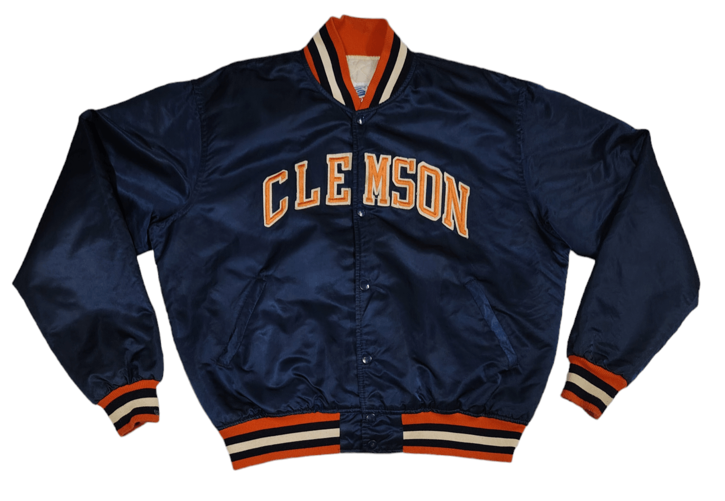 image of American College x Starter Vintage Clemson University Starter Satin Jacket in Dark Blue (Size XL)