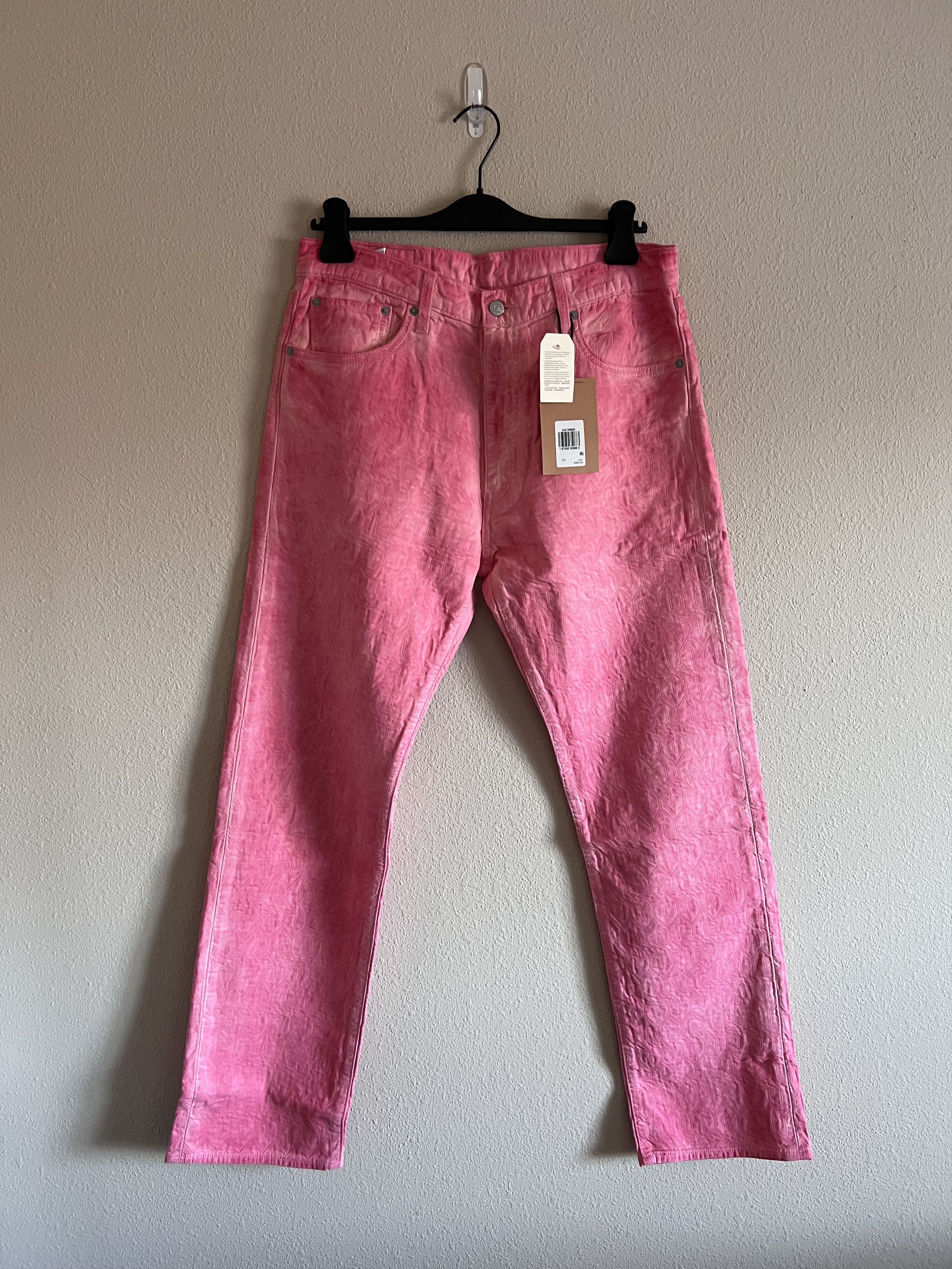 Image of Levis x Stussy Levi's Dyed Jacquard Denim Jeans In Pink, Men's (Size 33)