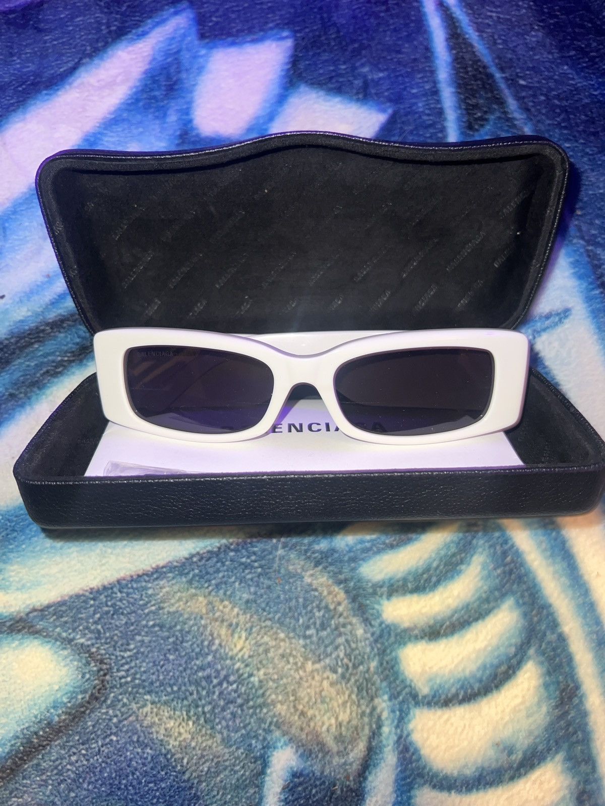 image of Balenciaga Rectangle-Frame Tinted Sunglasses in White, Men's