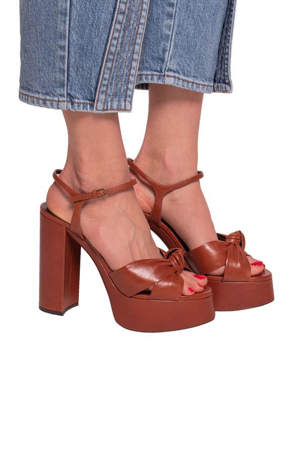 Saint Laurent Paris o1s1wg110724 Blanca Platform Sandals in Brown Size US 10 / IT 40 - 5 Thumbnail
