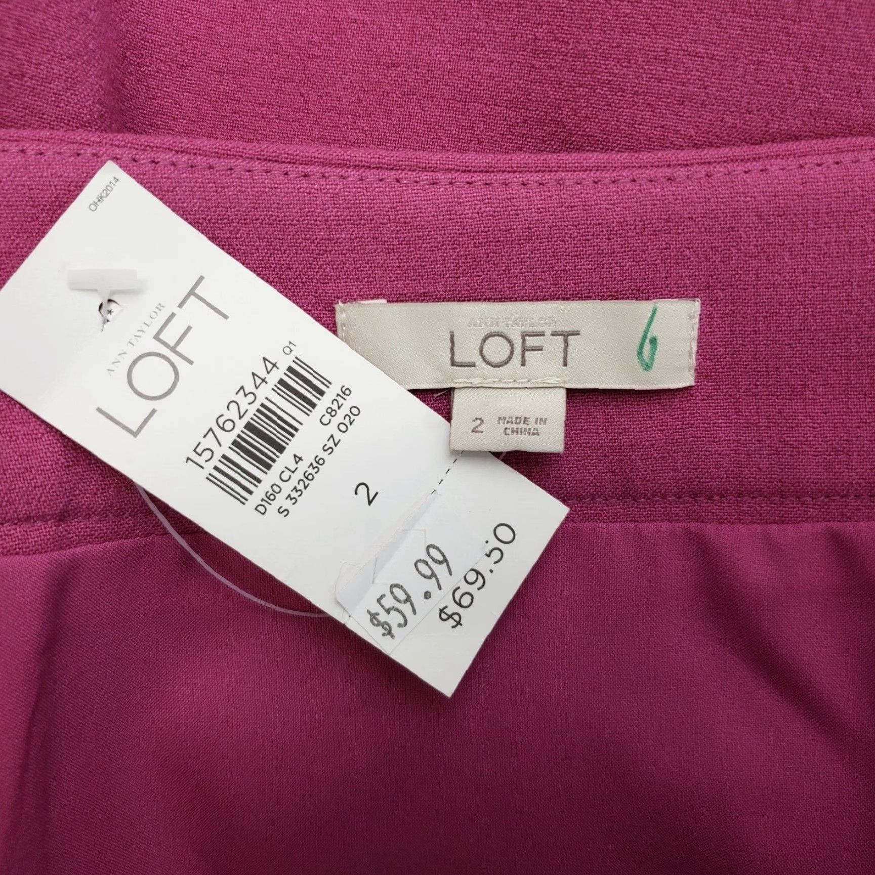 Loft VINTAGE LOFT Ann Taylor LOFT Womens Skirt Sz 2 Solid Pink Scallop Hem Side Zip Short Pencil Womens Size 26" / US 2 / IT 38 - 5 Thumbnail