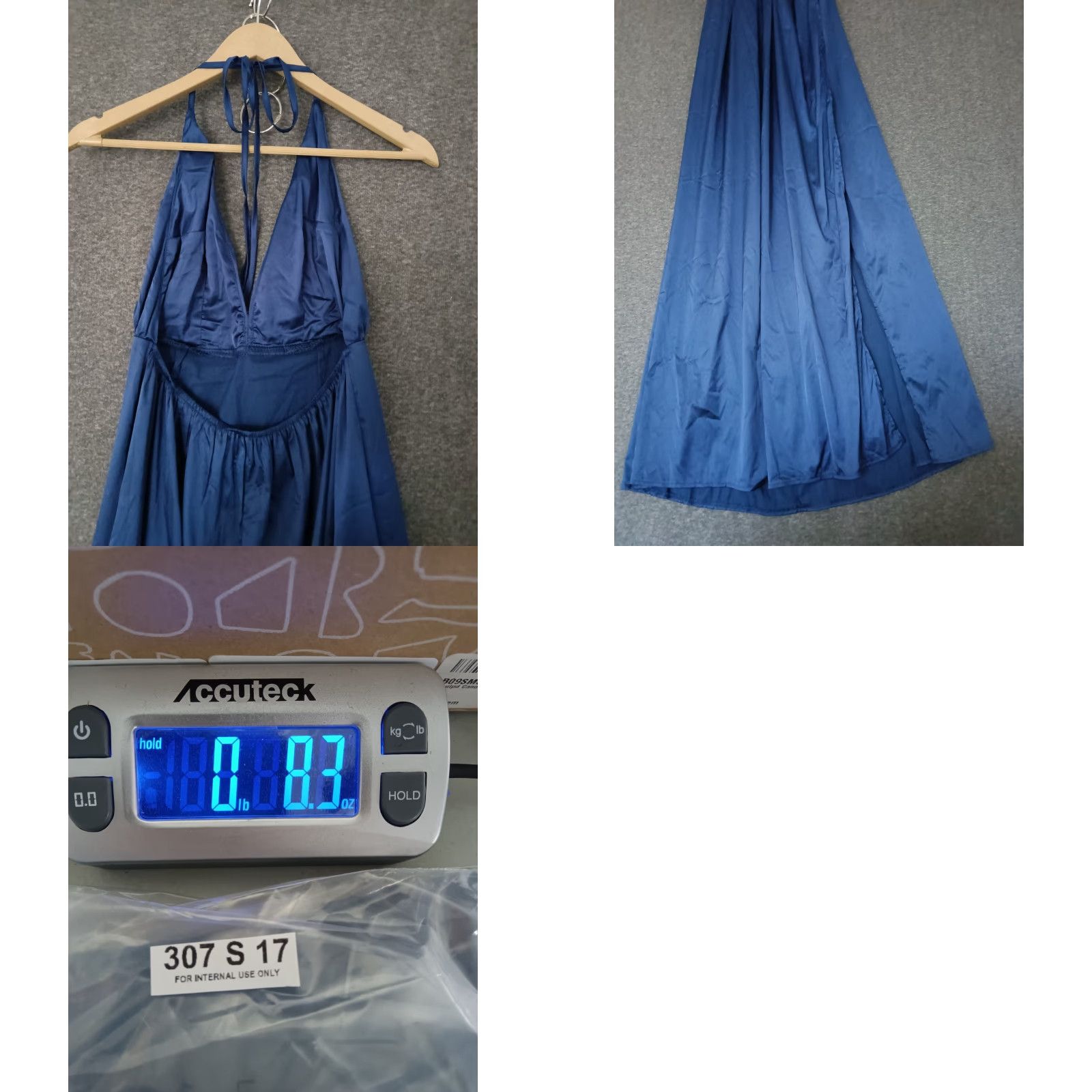 Vintage Yim Eili Halter Maxi Dress Navy Blue Polyester Size M Sleeveless Adult Regular Wedding Bridesmaid Size ONE SIZE - 9 Thumbnail