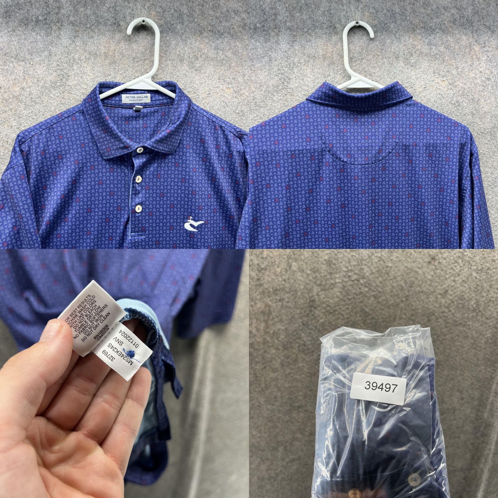 Peter Millar Peter Millar Polo Shirt Mens M Blue Summer Comfort Geometric Golf Stretch Shirt Menss Size US M / EU 48-50 / 2 - 8 Thumbnail