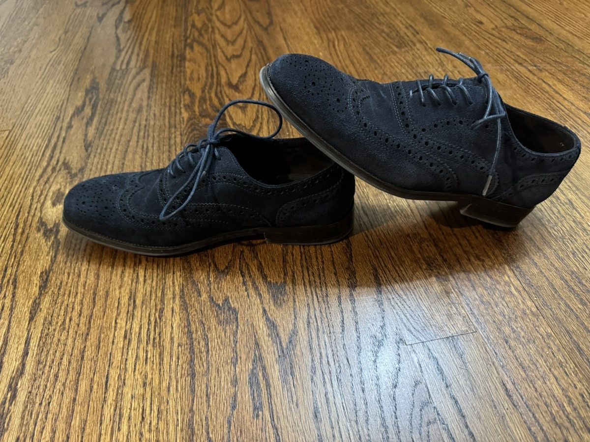 Kenneth Cole Navy Blue Suede Wingtips Size US 7.5 / EU 40-41 - 3 Thumbnail