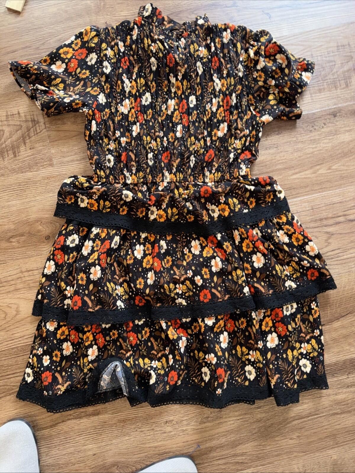 Flower Mountain Simply Southern Tiered Lace Floral Ruffle Dress Size Small Size S / US 4 / IT 40 - 8 Thumbnail