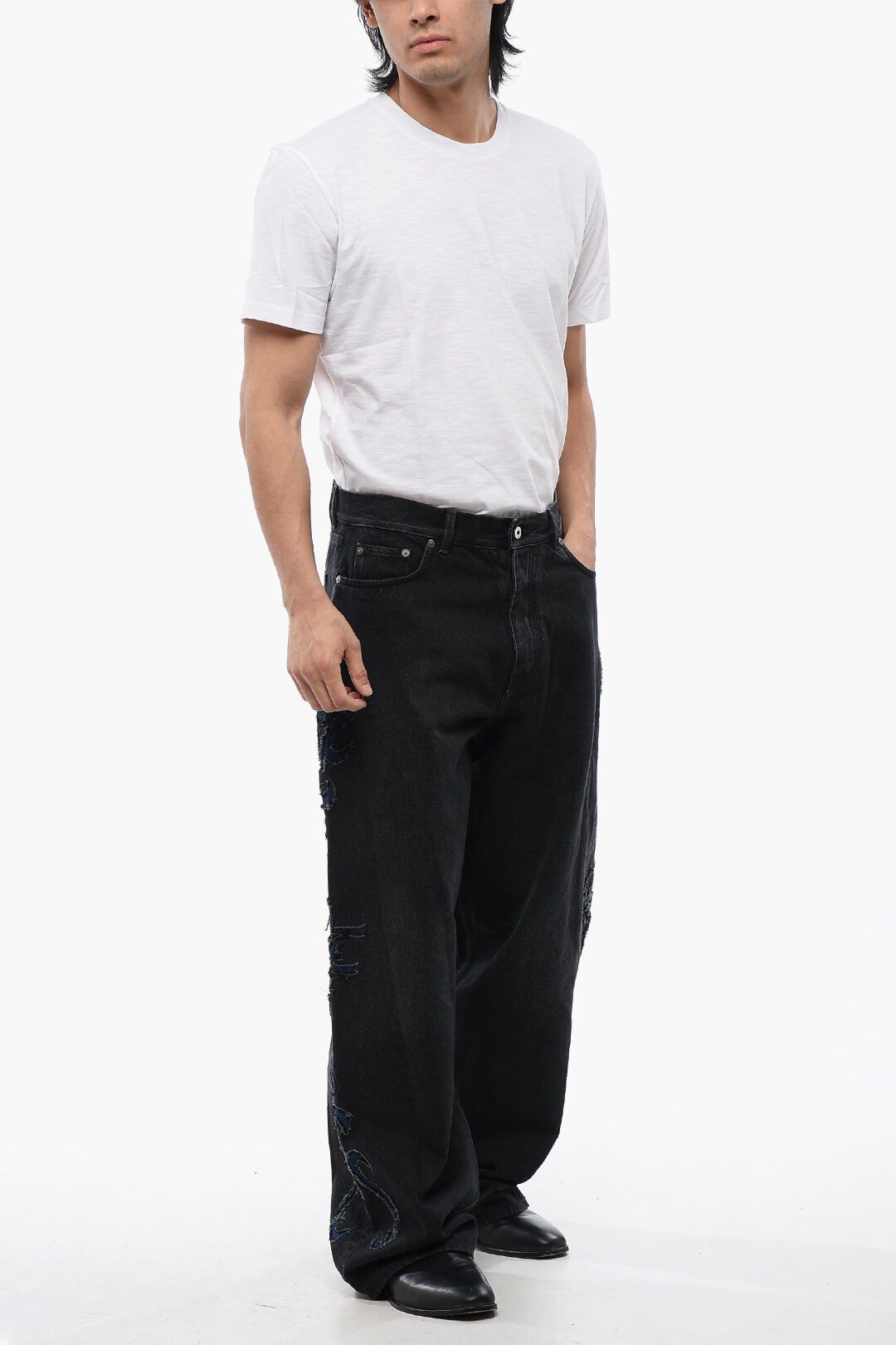 Off-White og1mm0525 Super Baggy Fit Jeans in Dark Grey Size US 31 - 4 Thumbnail