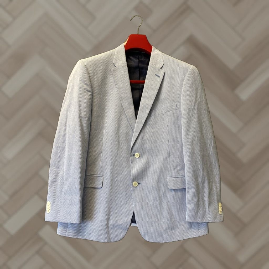 Tommy Hilfiger Tommy Hilfiger mens 2btn blue Striped sport coat jacket blazer 44R Size 44R - 1 Thumbnail