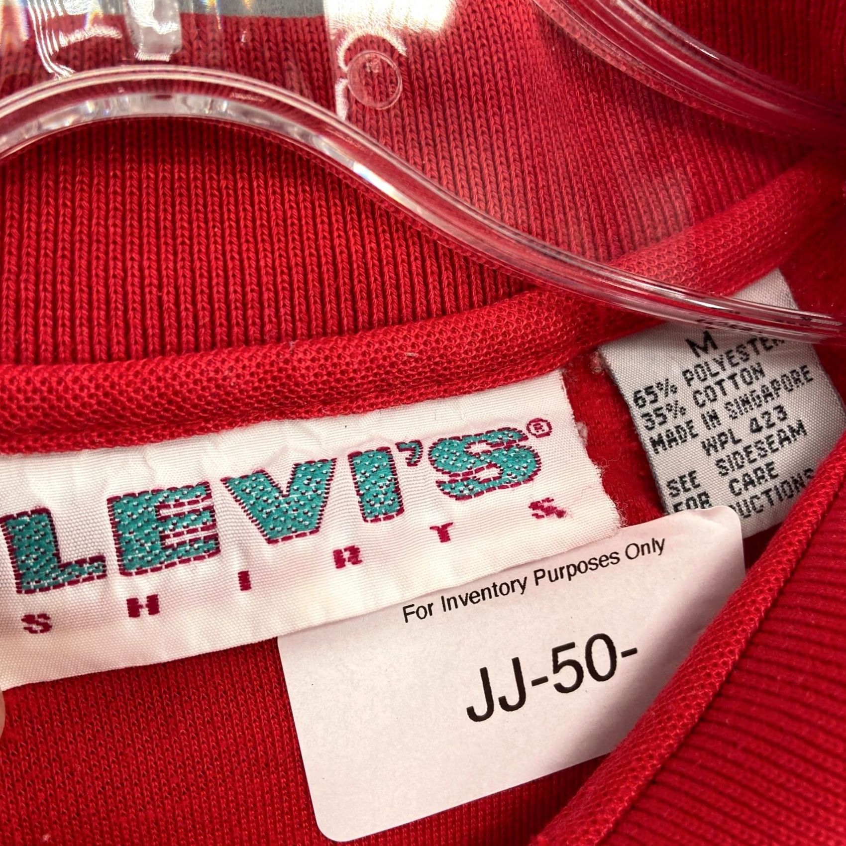 Levi's VINTAGE Levis Shirt Polo Mens Medium Red Short Sleeve Ringer Single Stitch M 80s Size US M / EU 48-50 / 2 - 6 Thumbnail