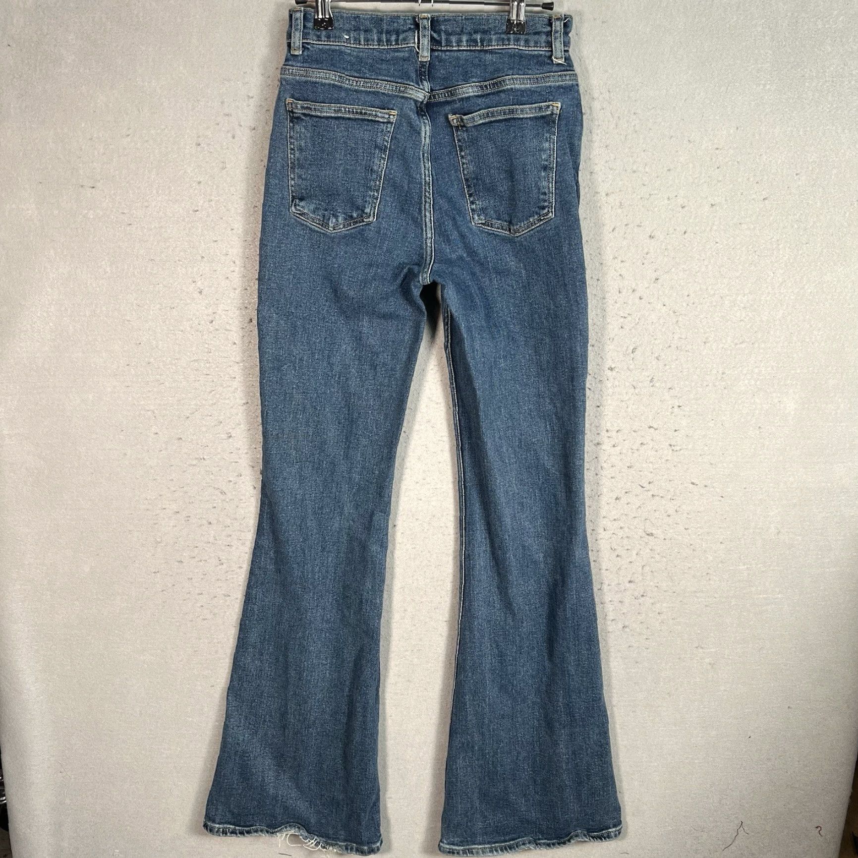 Mango Mango MNG Selection Flare Leg Jeans Womens 4 Blue Medium Wash High Waist Denim Cotton Blend Regular Size 4 Womens Size 27" / US 4 / IT 40 - 2 Thumbnail