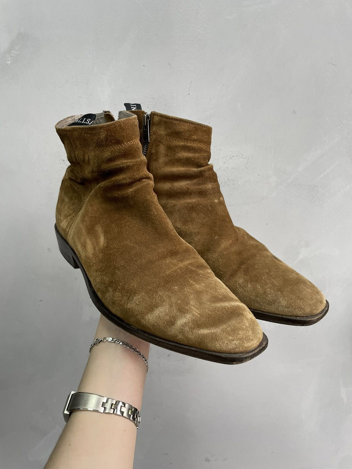 Rare Gudi style All Saints suede zipper ankle leather boots