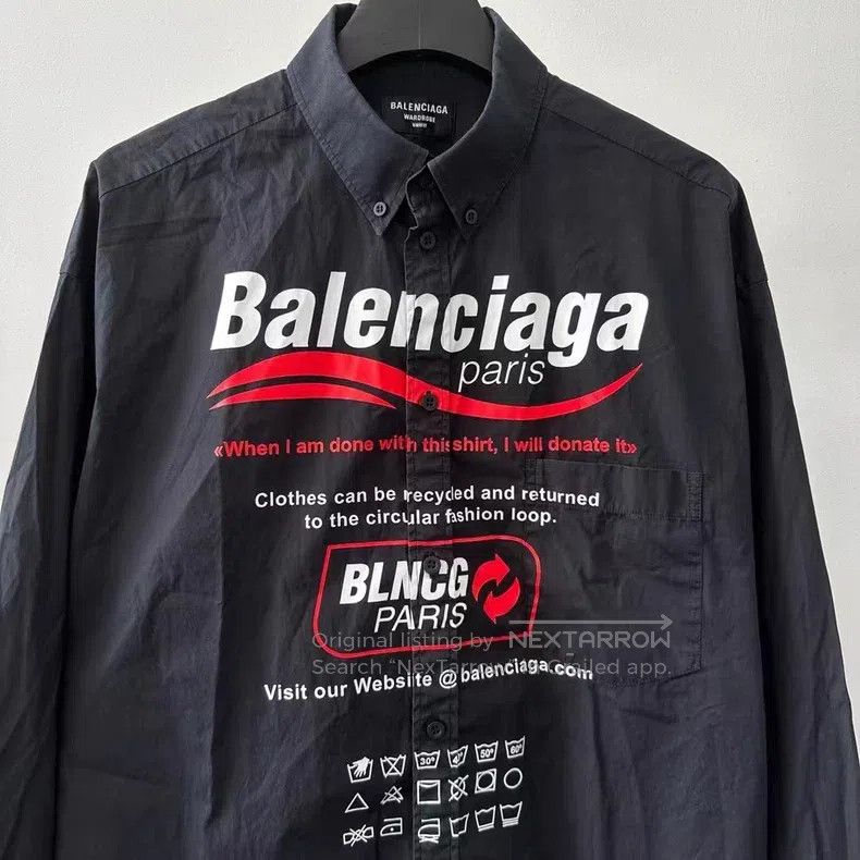Balenciaga Balenciaga Recycled Logo Printed Long Sleeve Shirt Size US XS / EU 42 / 0 - 3 Thumbnail