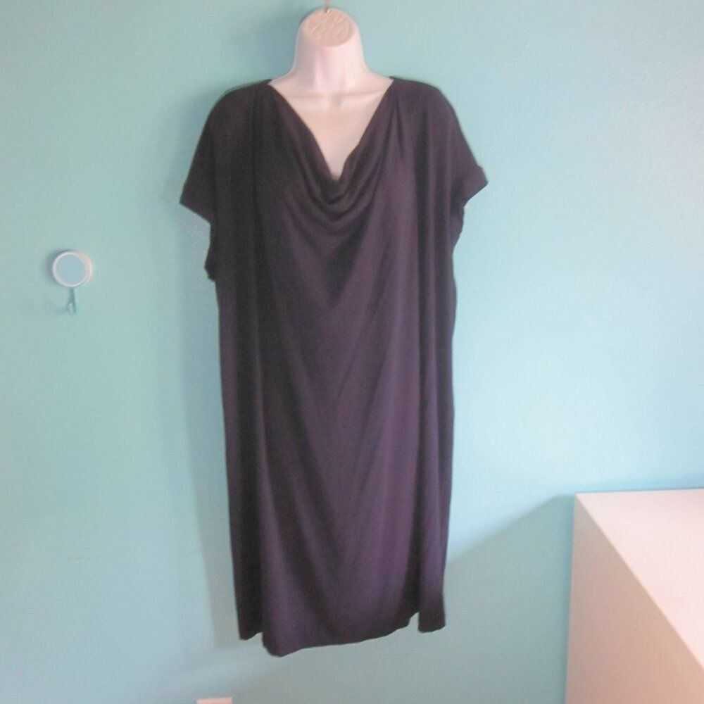 Eileen Fisher Eileen Fisher Plus 3X Dark Blue Pullover Drape Neck Sleeveless Knee Length Dress Size 3XL / US 20-22 - 1 Thumbnail