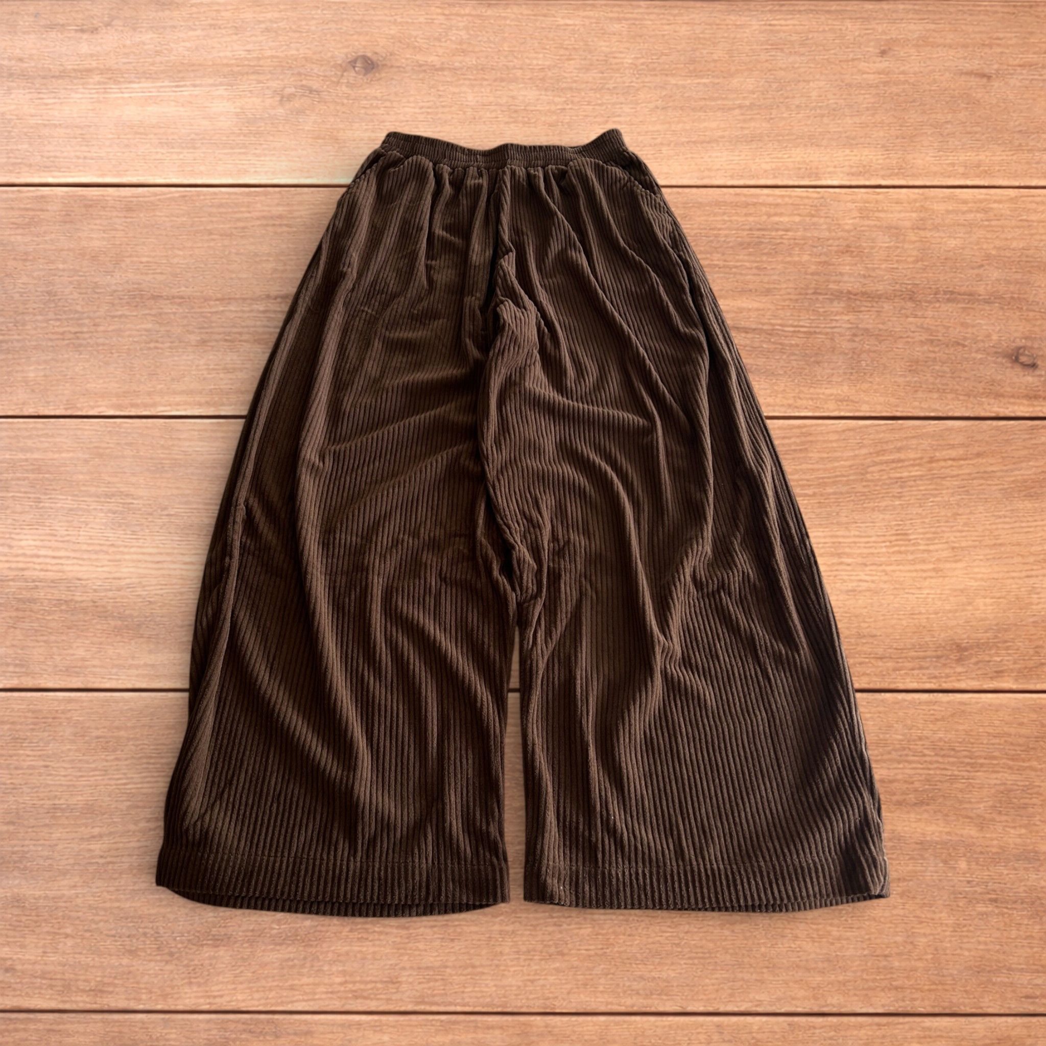 Japanese Brand Super baggy wide leg corduroy trousers joggers in brown. Size US 34 / EU 50 - 1 Thumbnail