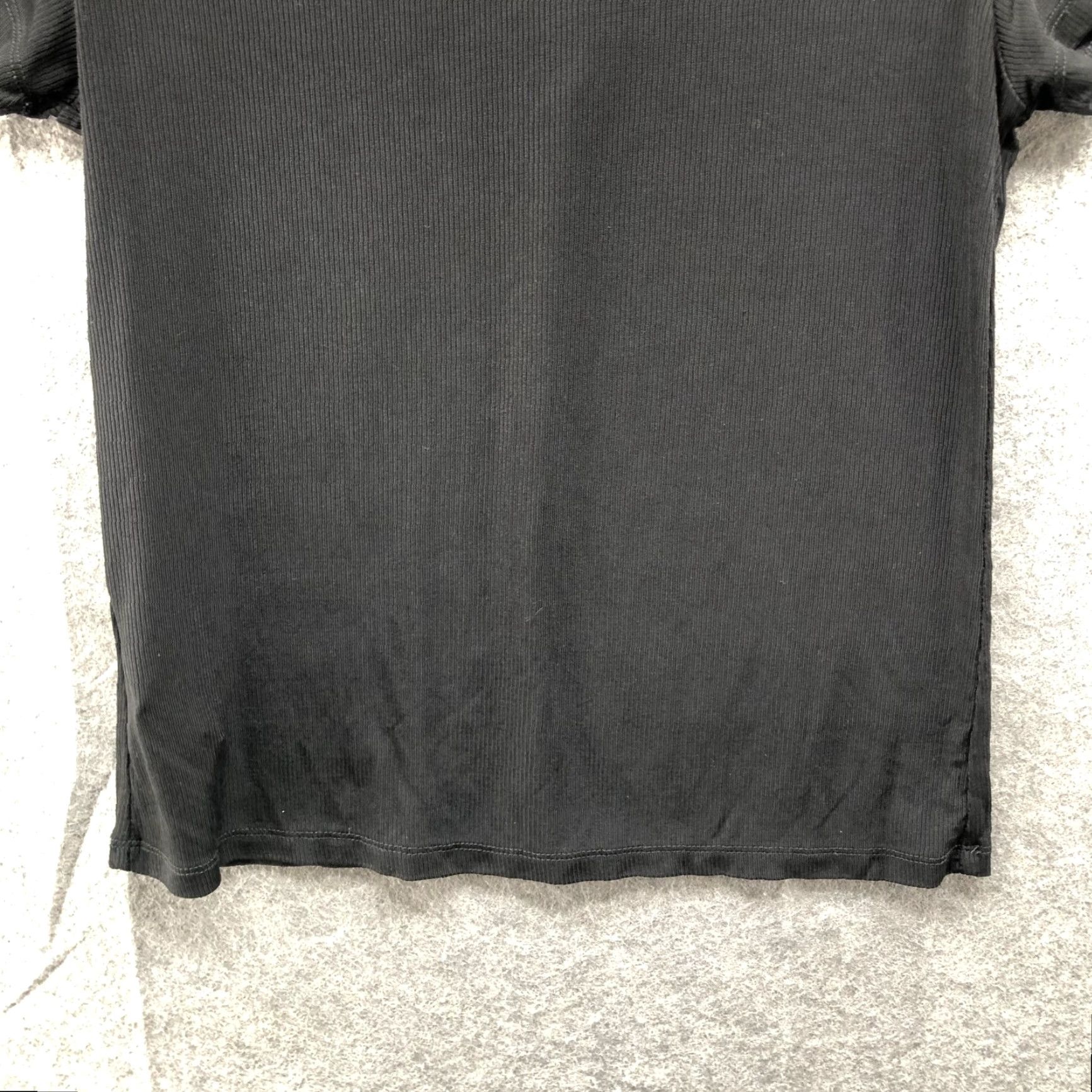 Mango MNG Mango Short Sleeve T Shirt Womens XS Black Slinky Stretch Ribbed Keyhole Shirt Size XS / US 0-2 / IT 36-38 - 4 Thumbnail