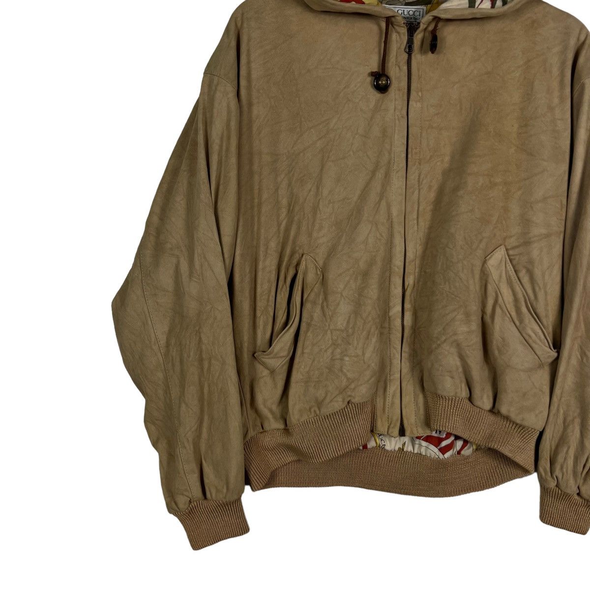 Gucci VINTAGE DEER LEATHER BOMBER JACKET GUCCI RARE LINING DESIGN Size M / US 6-8 / IT 42-44 - 4 Thumbnail
