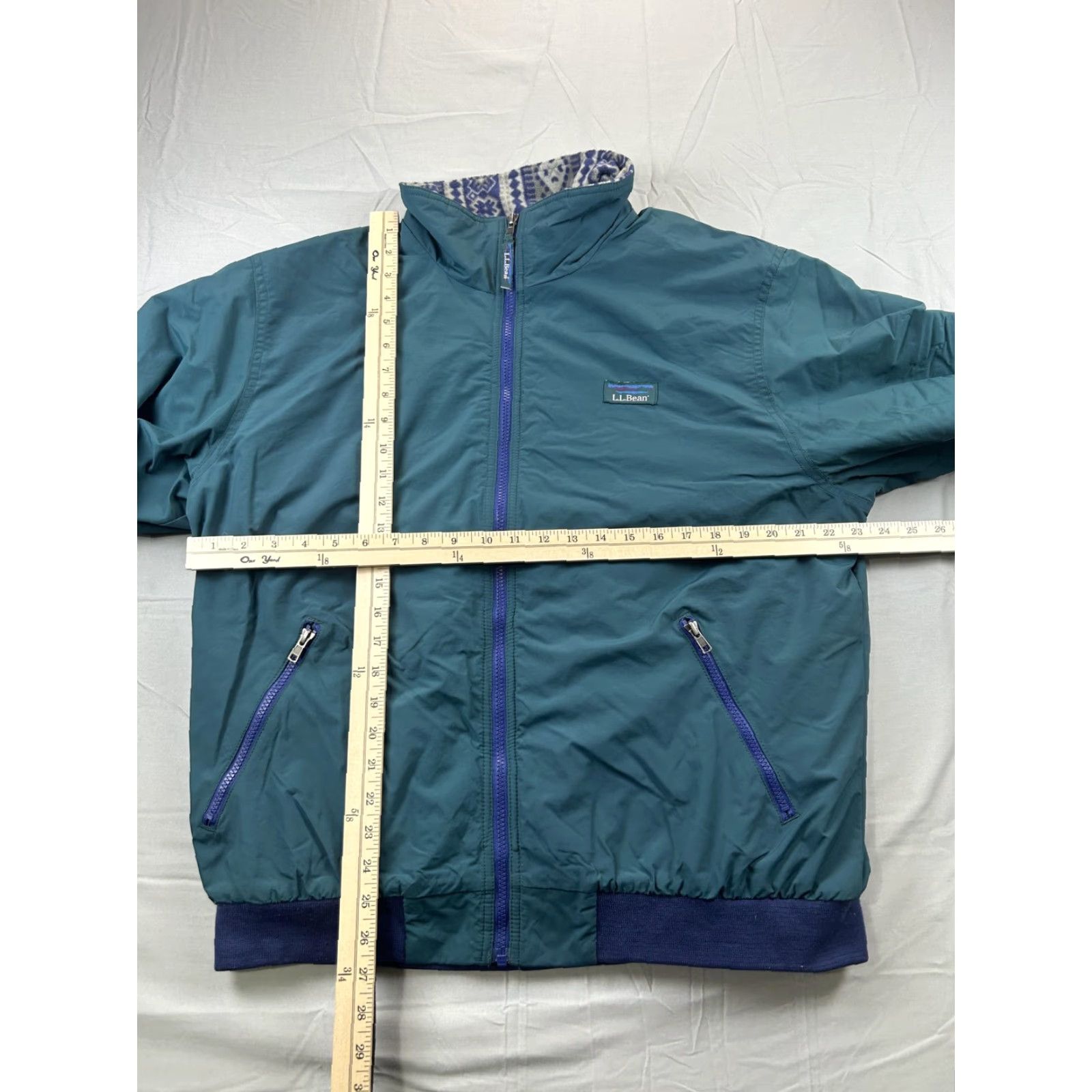 Vintage LL Bean Jacket Mens Large Green Nylon Bomber Fleece Lined Full Zip Size US L / EU 52-54 / 3 - 6 Thumbnail