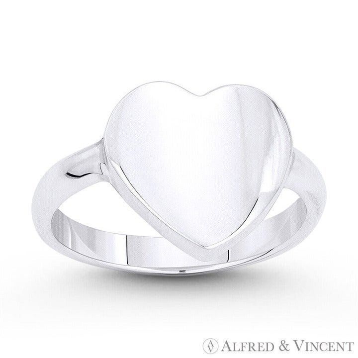 Other Flat Heart Charm Love Promise Ring in .925 Sterling Silver Size ONE SIZE - 1 Preview