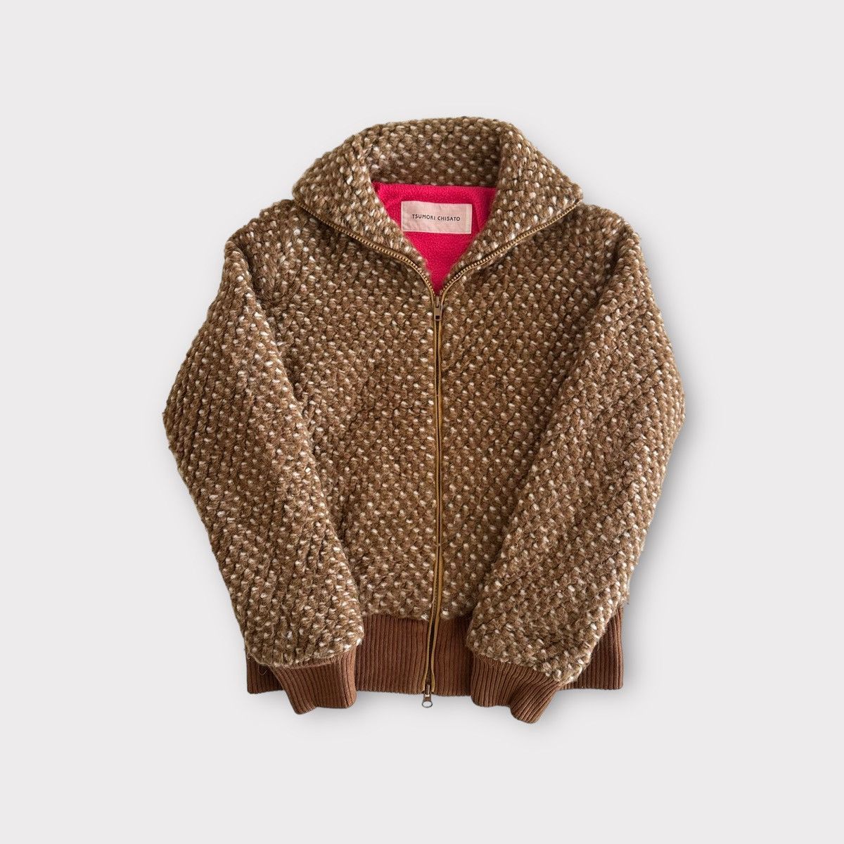 tsumori chisato スノードット　フーデッド　ブルゾン　アウター Tsumori Chisato Tsumori Chisato wool dot jacket in brown