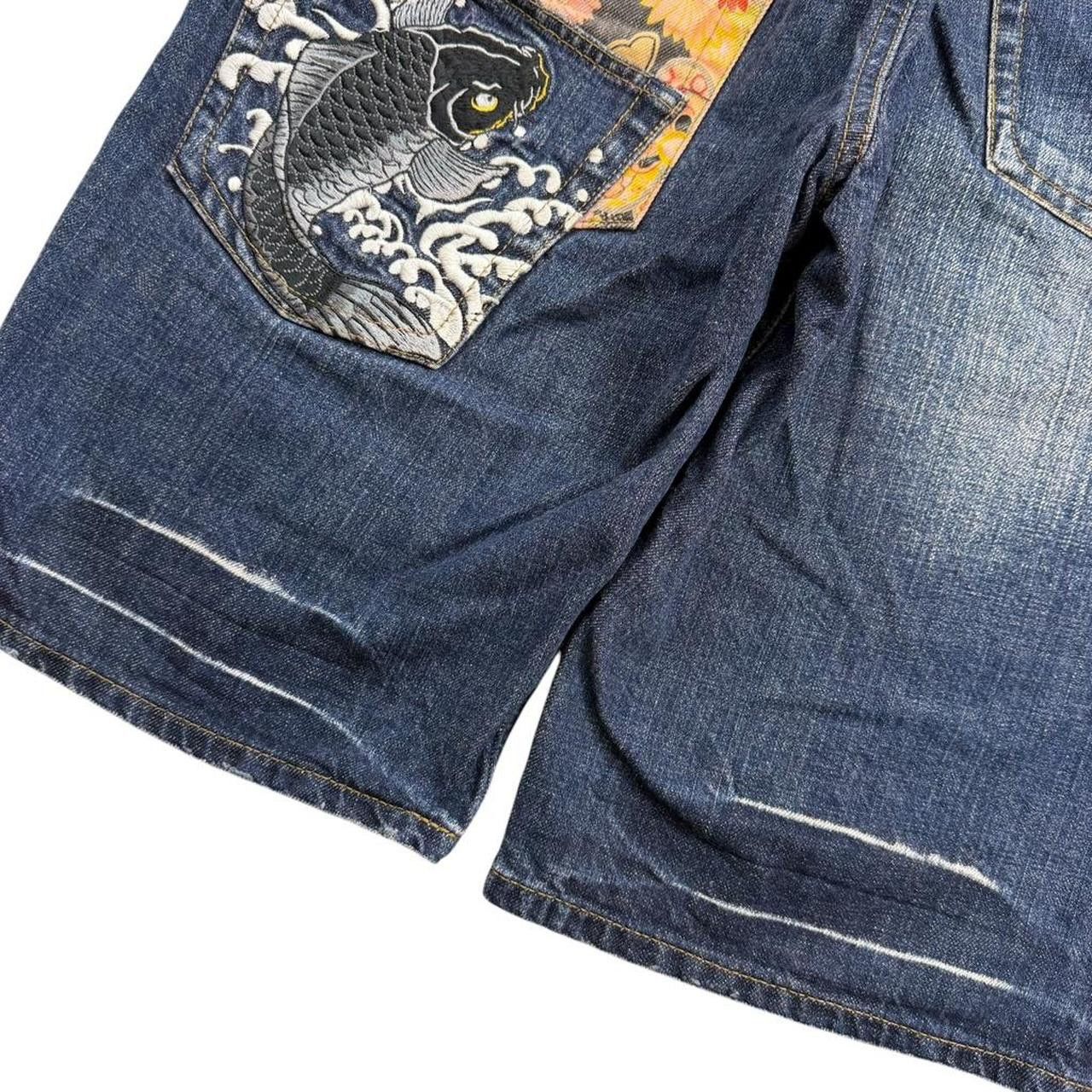 Karakuri Tamashii Karakuri Tamashii Embroidered Koi Japanese Shorts - Waist 32 Size US 32 / EU 48 - 3 Thumbnail