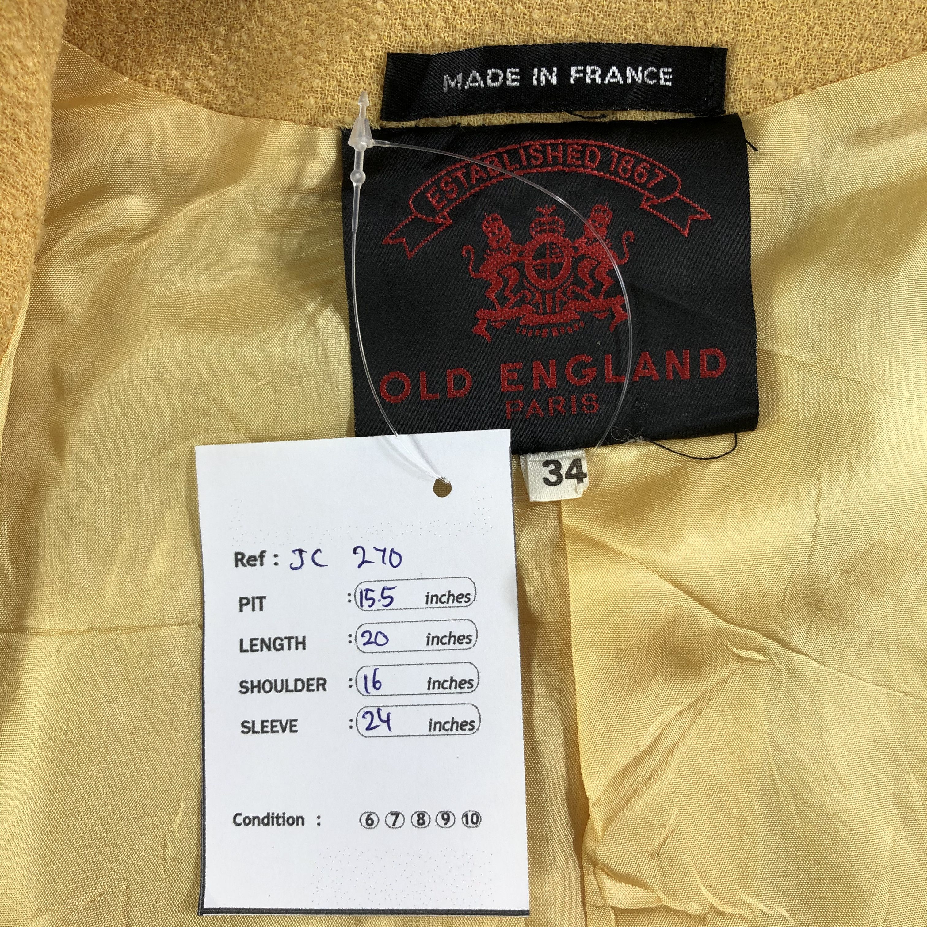Vintage Old England Homme Cropped Tweed Jacket JC270 Size XS / US 0-2 / IT 36-38 - 8 Thumbnail