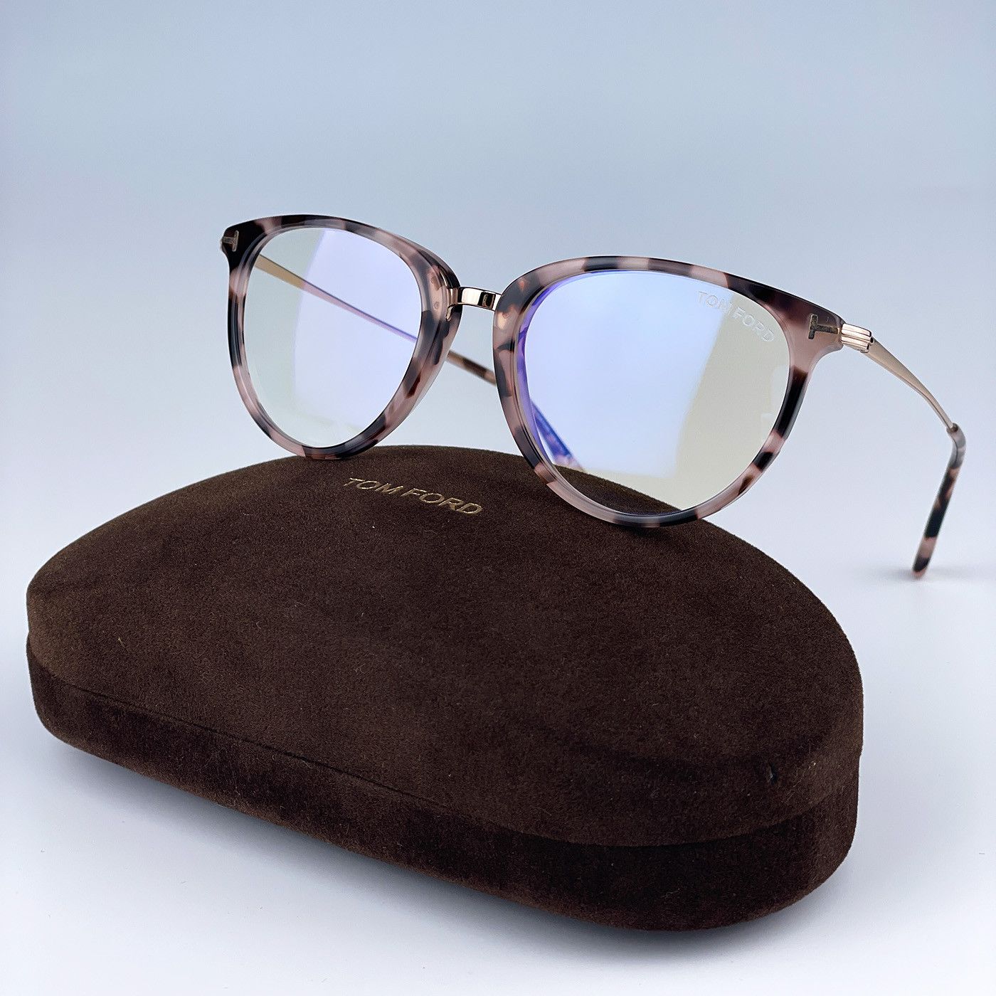 image of New Tom Ford Tf5640-B 055 Cat Eye Women Eyeglasses in Pink Havana/Demo