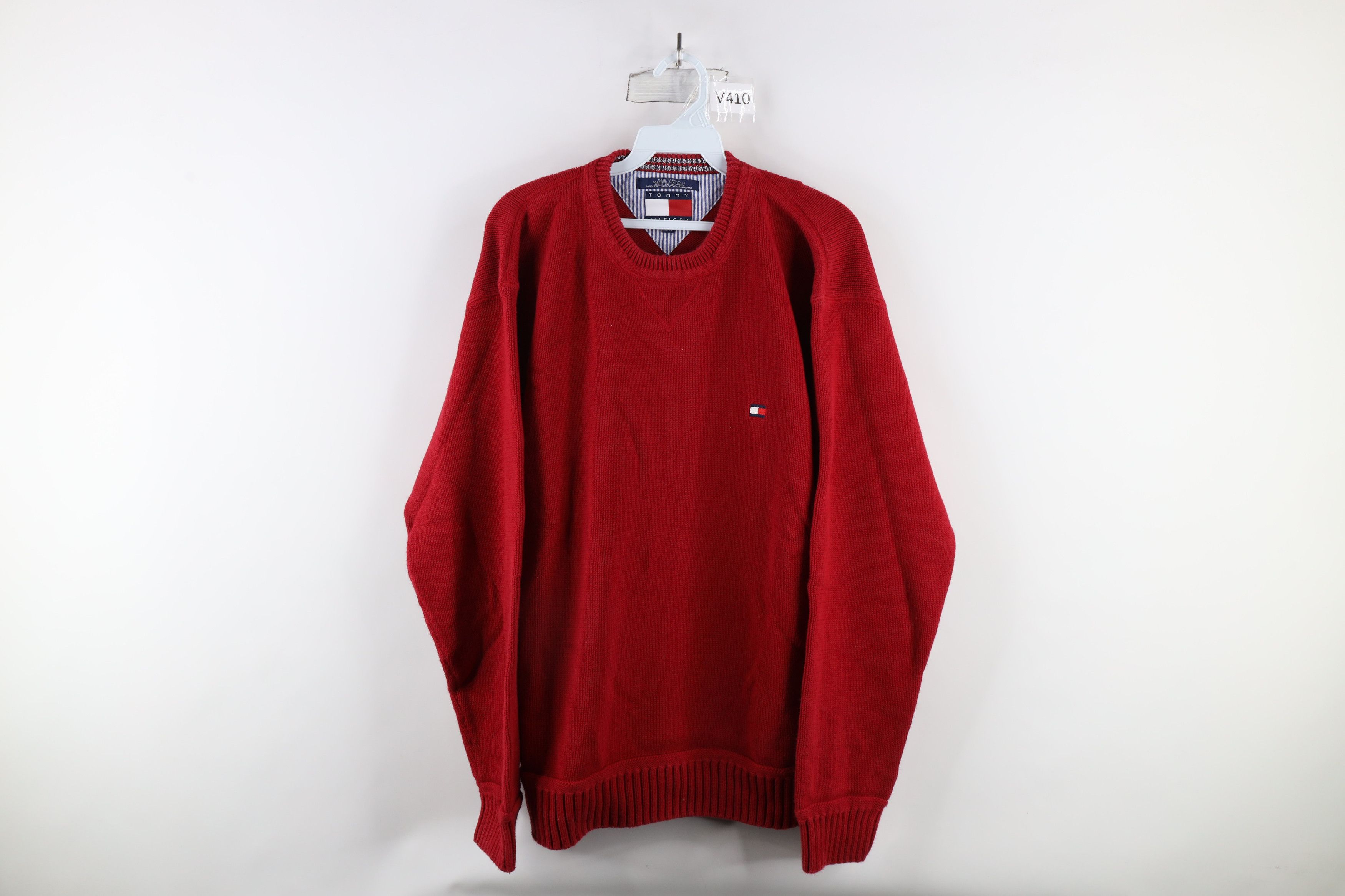 Tommy Hilfiger × Vintage Vintage 90s Tommy Hilfiger Heavyweight Cotton Knit Sweater Size US XL / EU 56 / 4 - 1 Thumbnail